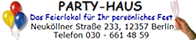 Visitenkarte - " Party-Haus "